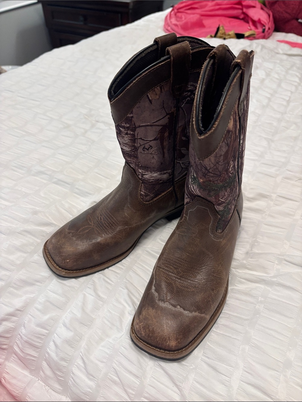Kids Brown Cowboy Boots with Camouflage Shaft